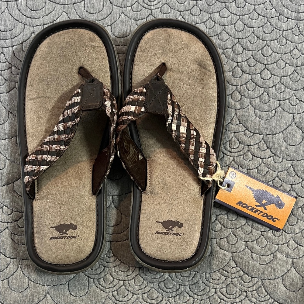 Rocket Dog Woven Brown and Cream Sandals
